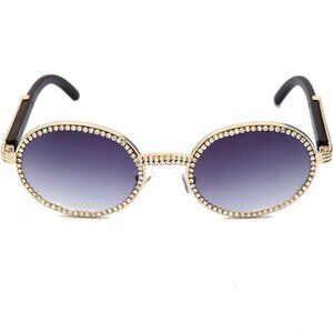 Men Sunglasses Black Lens Oval Diamond Gang Style Quevo Migos Model Lentes Gafas